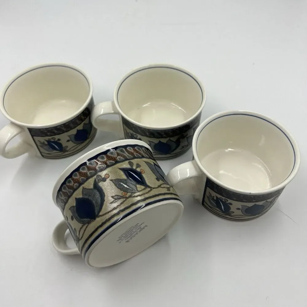 Mikasa Intaglio CAC01 Arabella Mug Coffee Tea Cup 2.5” x 3.5” - Set of 4 EUC